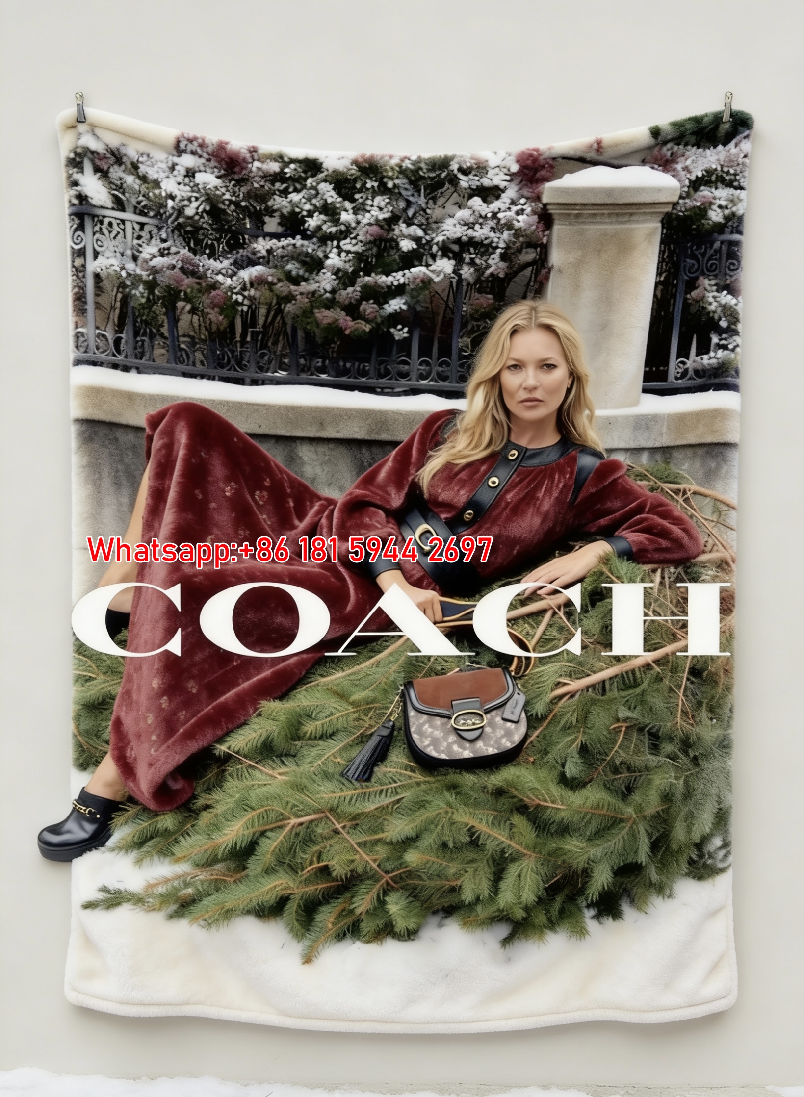 Coach Luxury Flannel Throw Blanket for Sofa & Wall Display C101